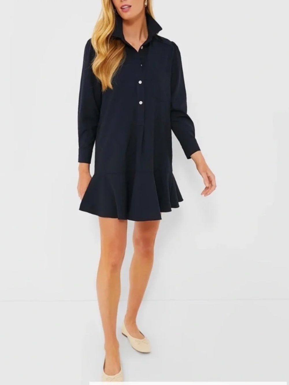 Navy Crepe Callahan Shirt Dress